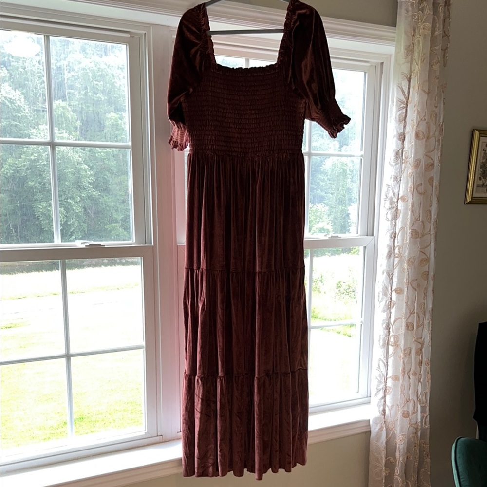 Baltic Born Elegant  chocolate  Smocked Maxi Dress